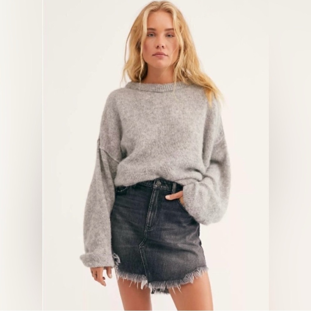 WE THE FREE Free People Bailey Denim Mini Skirt Dark Gray | Size 26 Western Boho